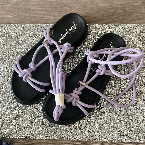FREE PEOPLE Below Deck Wrap Sandals By - Orchid size 39 $120 - Picture 2 of 5